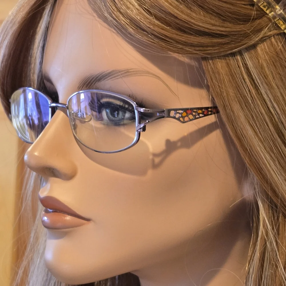 Stylish Women’s Purple Metal Eyeglass Frames with Decorarive Stones